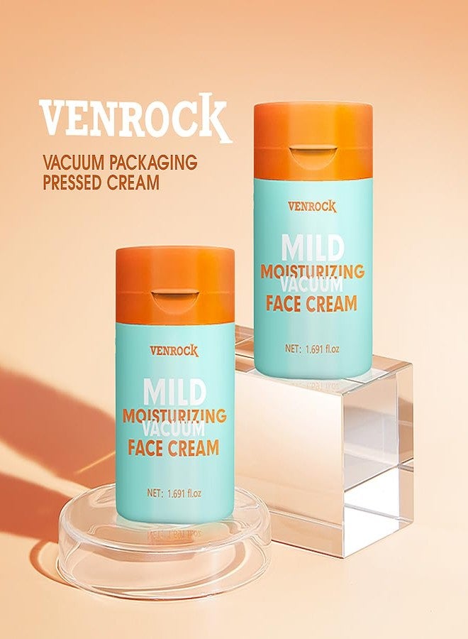 Venrock Mild Face Cream, Daily Facial Moisturizer for Sensitive Skin, Hydrating & Nourishing Skincare with Macadamia Oil+Probiotics+Hyaluronic Acid, Repair Barrier, 24 H Moisture Lock, 1.691 fl oz - Image 2